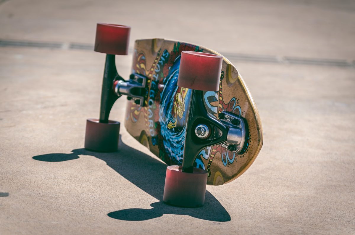 Skateboard on it's side the ground