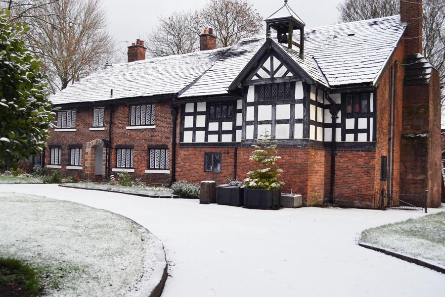 Clayton Hall in the snow