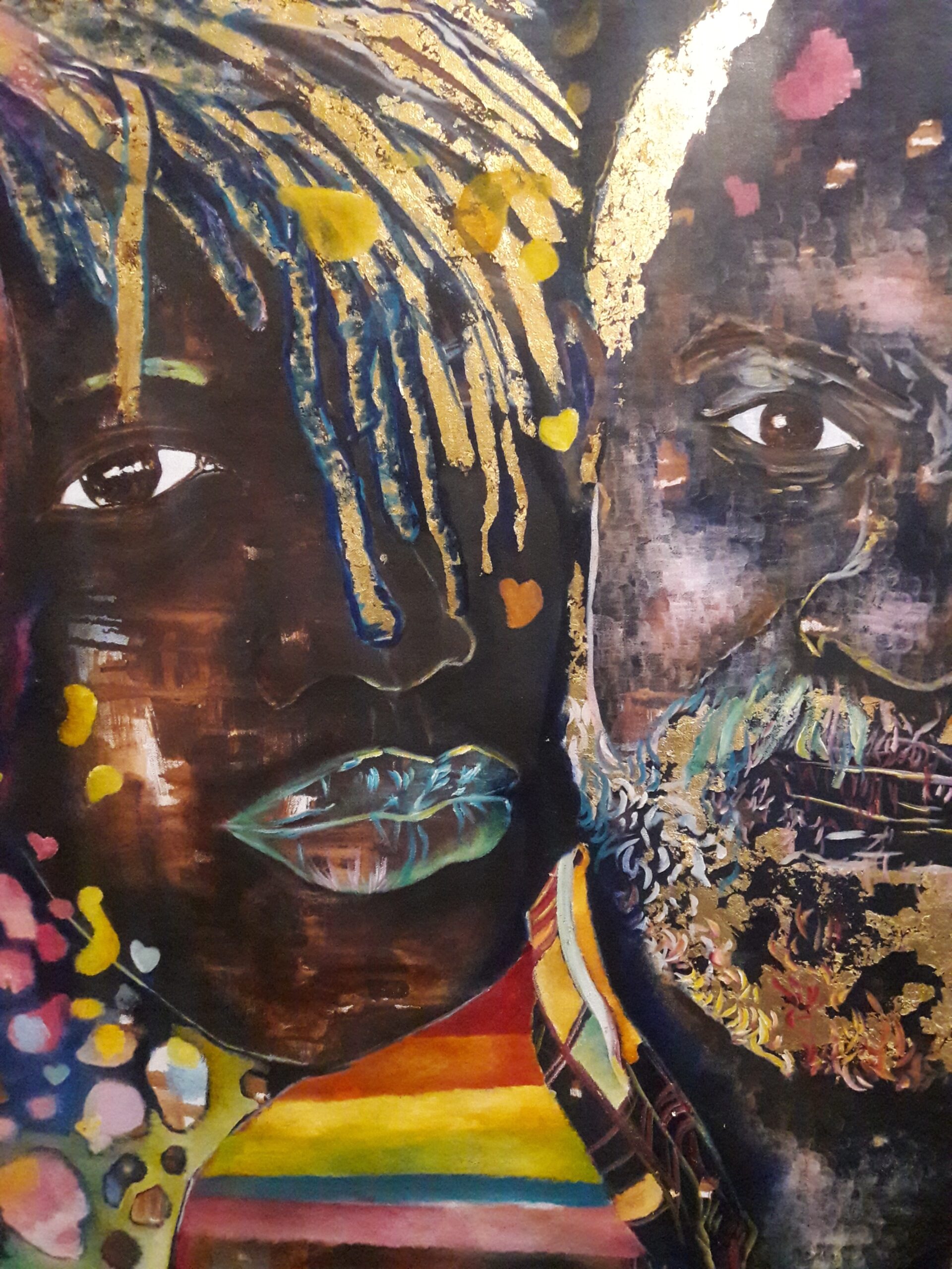 A painting of two people's faces