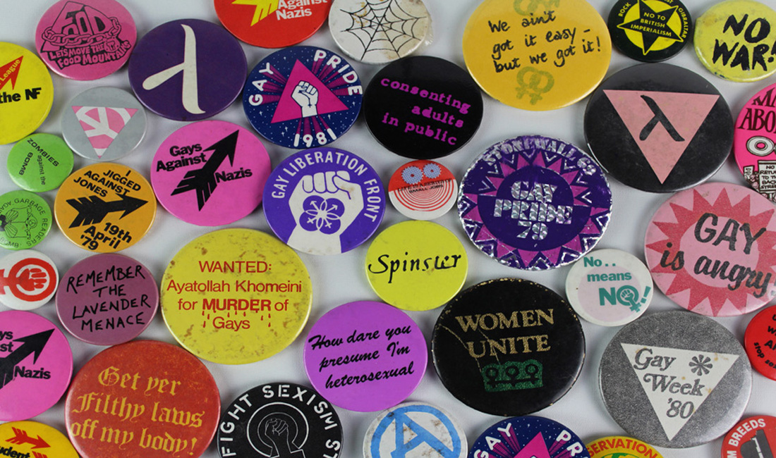 A bright and colourful selection of LGBT+ badges.