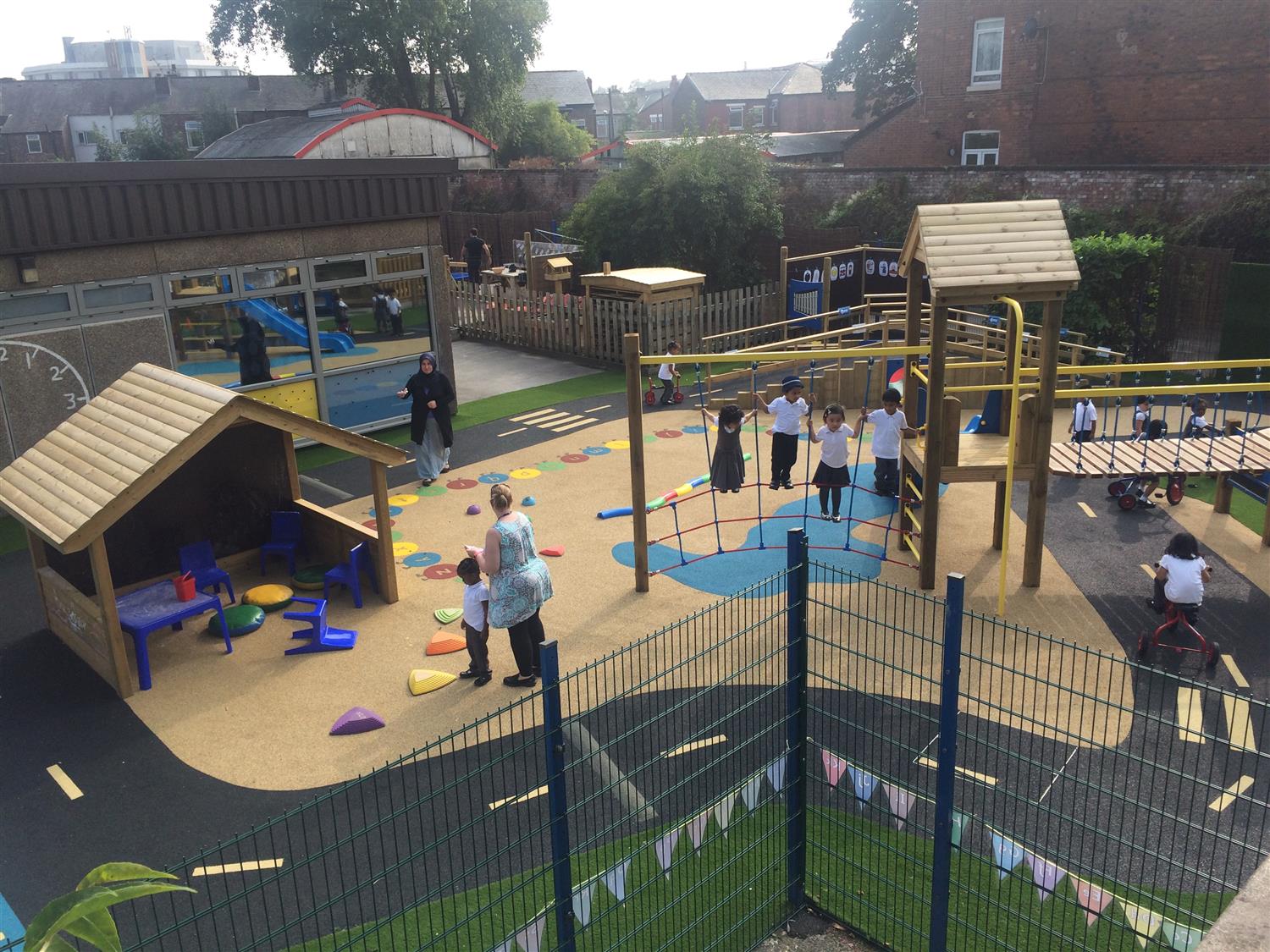 The outside play equipment at St Chrysostom's C of E Primary School.