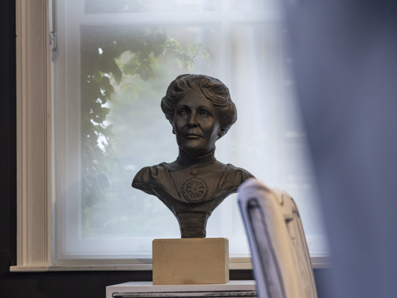 A bust of Emmeline Pankhurst on display at the Pankhurst Centre in Manchester.