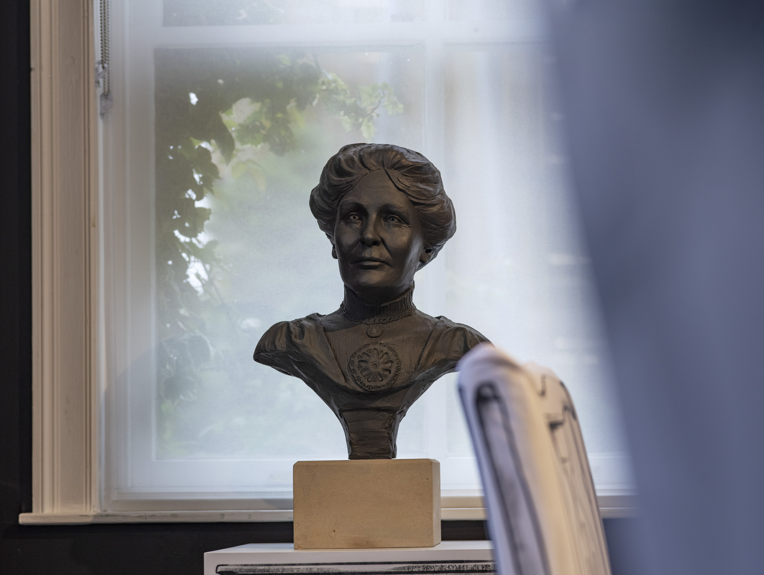 A bust of Emmeline Pankhurst on display at the Pankhurst Centre in Manchester.