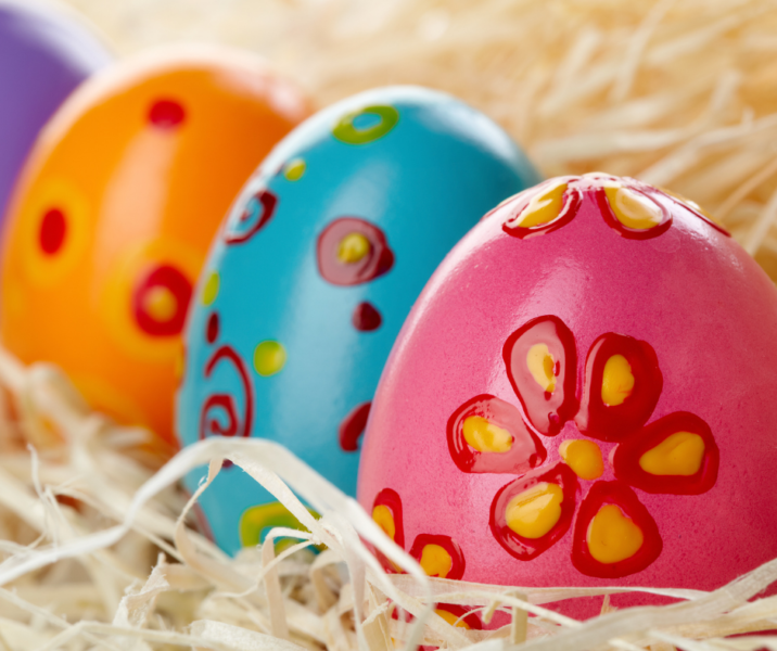 Three painted Easter eggs