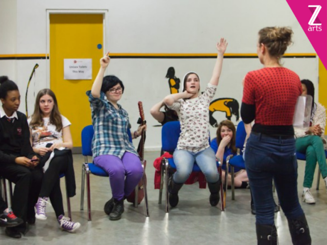 Young People engaging in a drama workshop