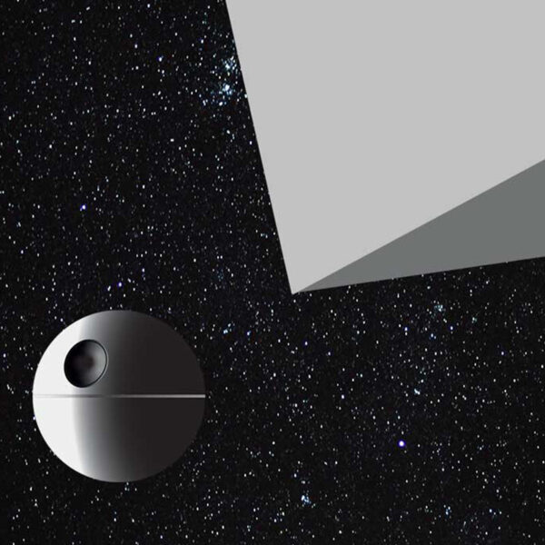 An artist's impression of the Death Star in Star Wars.