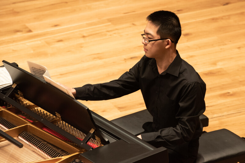 A Chetham's School of Music student plays the piano.