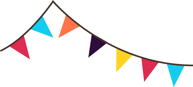 A string of orange, black and yellow bunting
