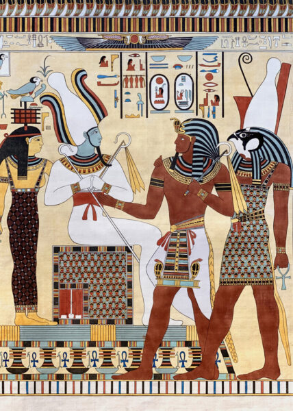 An piece of artwork in an Egyptian style.
