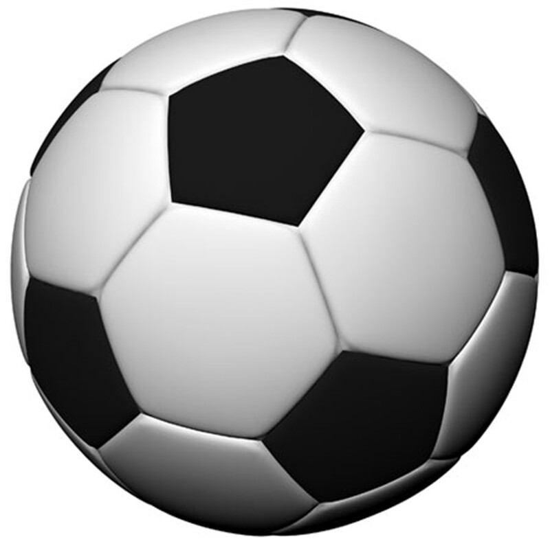 A black and white football.