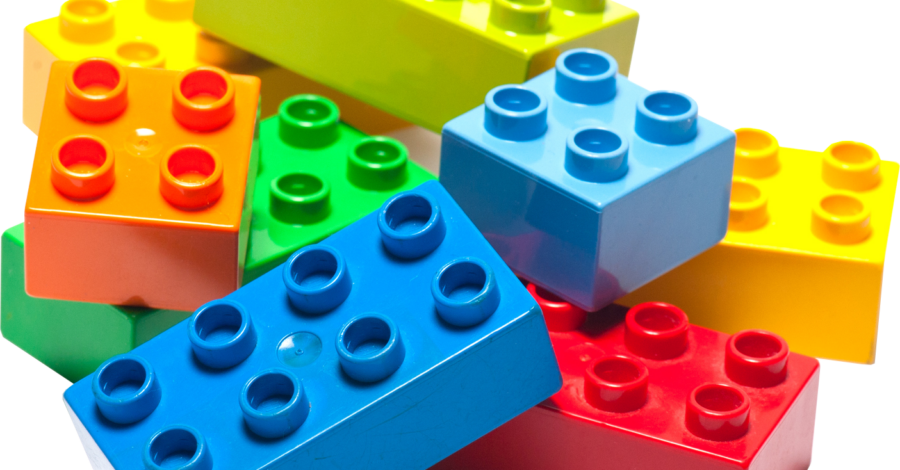 A pile of different coloured lego bricks.