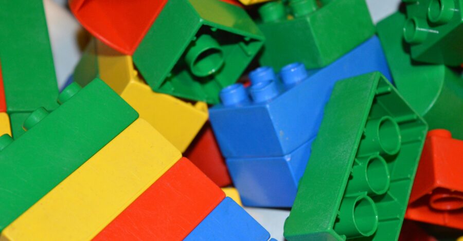 A pile of different coloured Lego bricks.