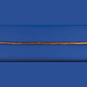 Image of curved wooden brown wood cane on a blue background.
