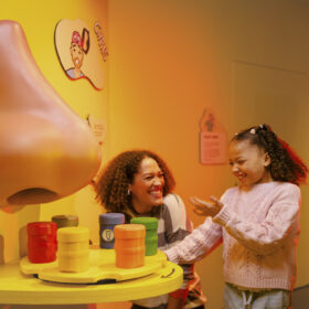 Mother and daughter play with smell interactive_Operation Ouch! Brains, Bogies and You