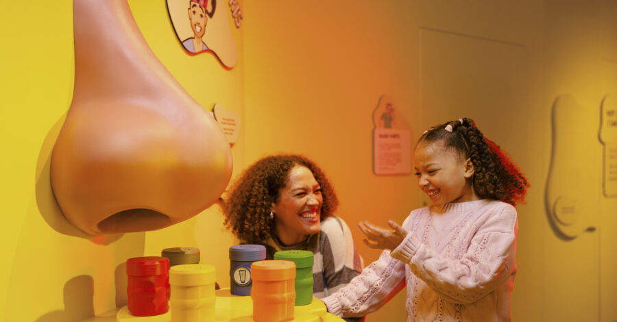 Mother and daughter play with smell interactive_Operation Ouch! Brains, Bogies and You