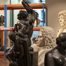 A few of the sculptures on display in Manchester Art Gallery.
