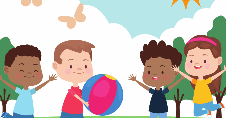 Animated image of children playing in the park