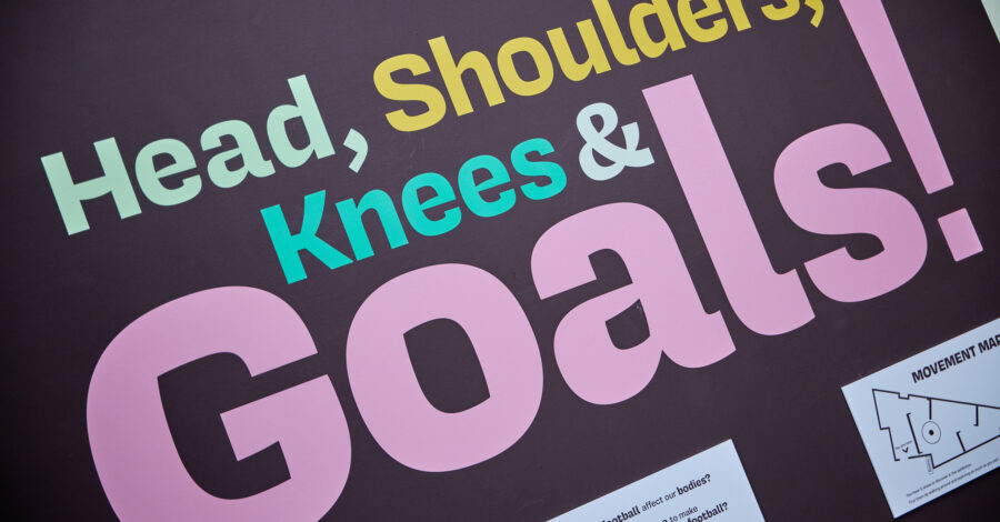 A promotional banner for the show that reads Head, Shoulders, Knees and Goals.