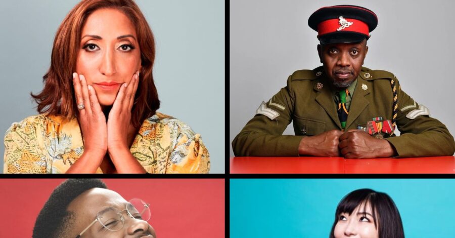 Four headshots of comedians.