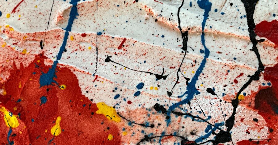 A splatter of different coloured paint.